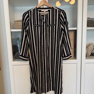 Anne Taylor Loft Minimalist Dress- Hidden Buttons Quiet Luxury